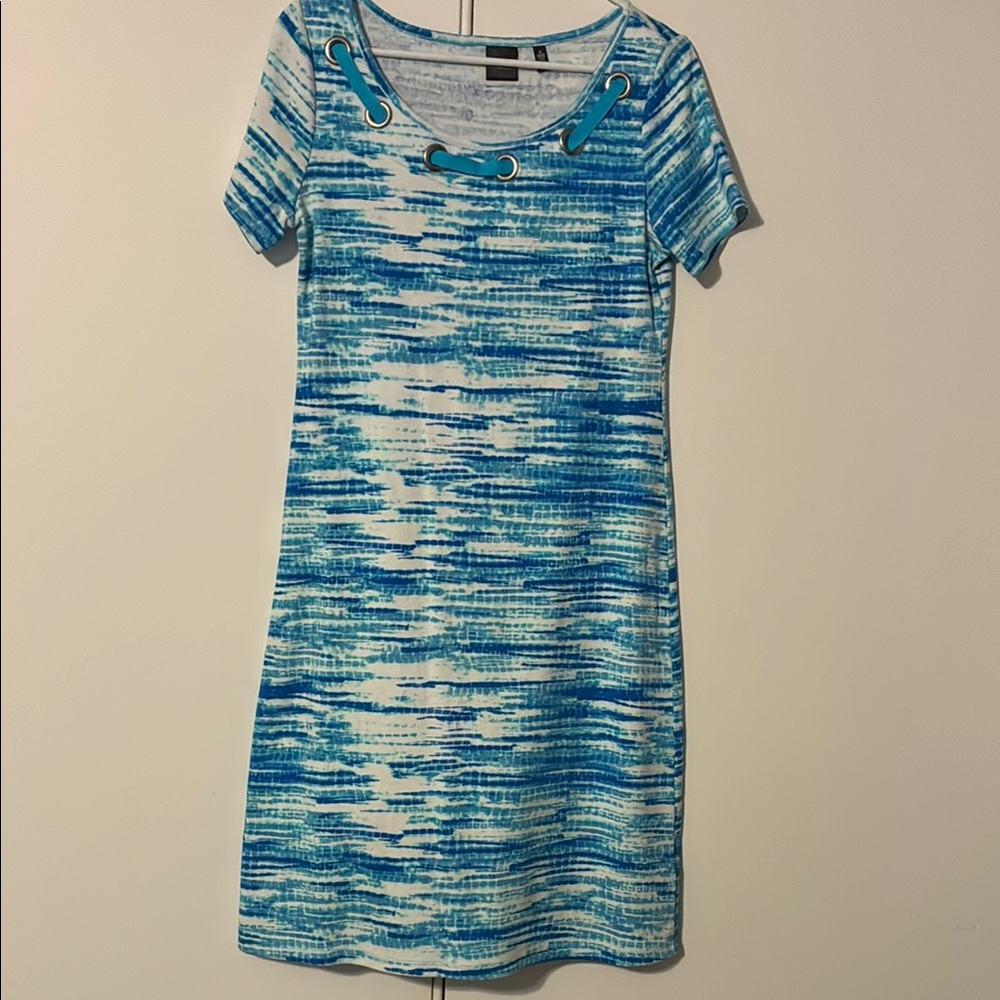 Blue and White Patterned Dress